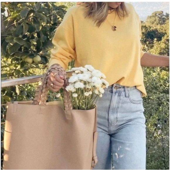 NWT Rachel Zoe x Jules Kae Neutral Pale Blush Vegan Leather Tote Bag. - Picture 5 of 16